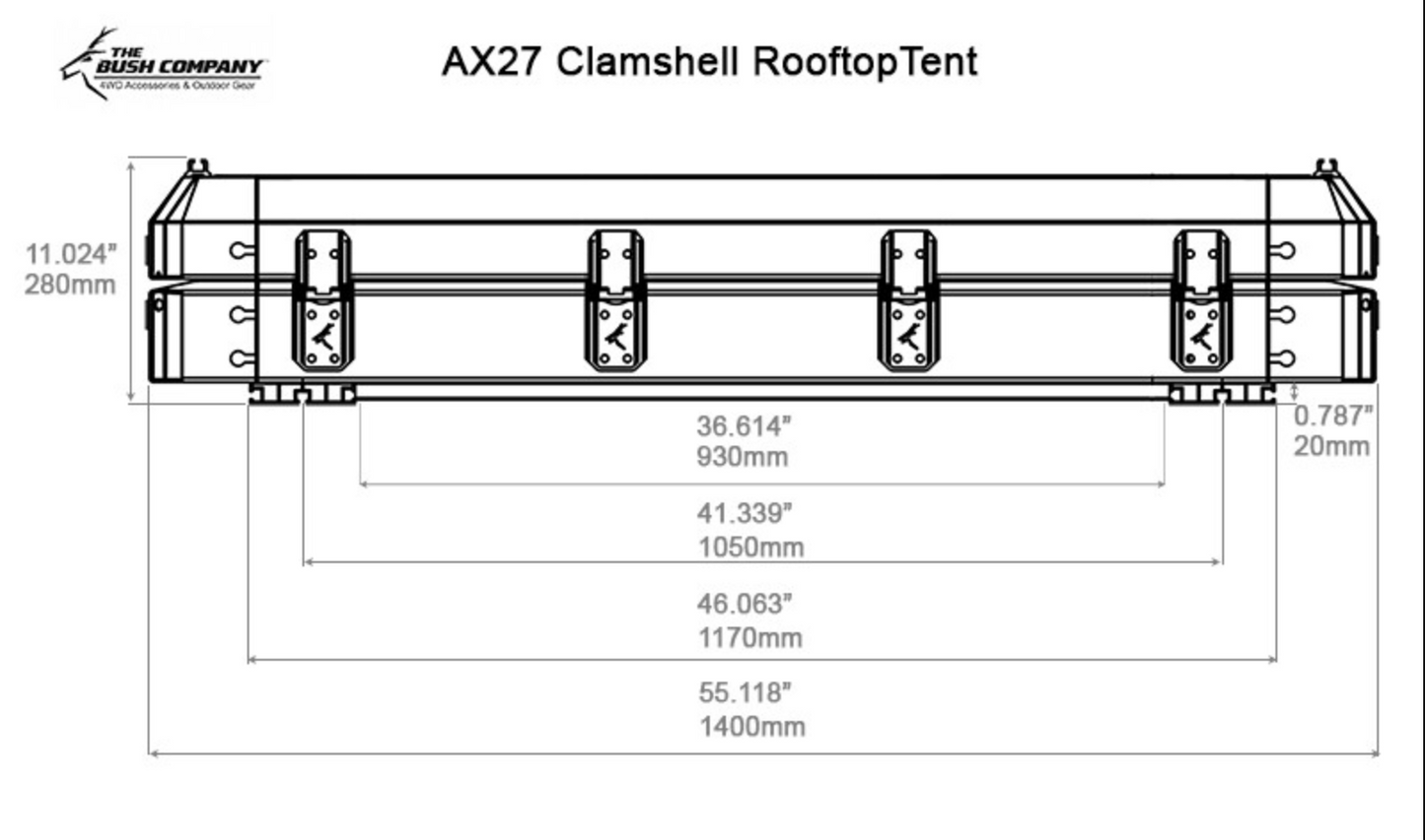 The Bush Company AX27 Clamshell Rooftop Tent